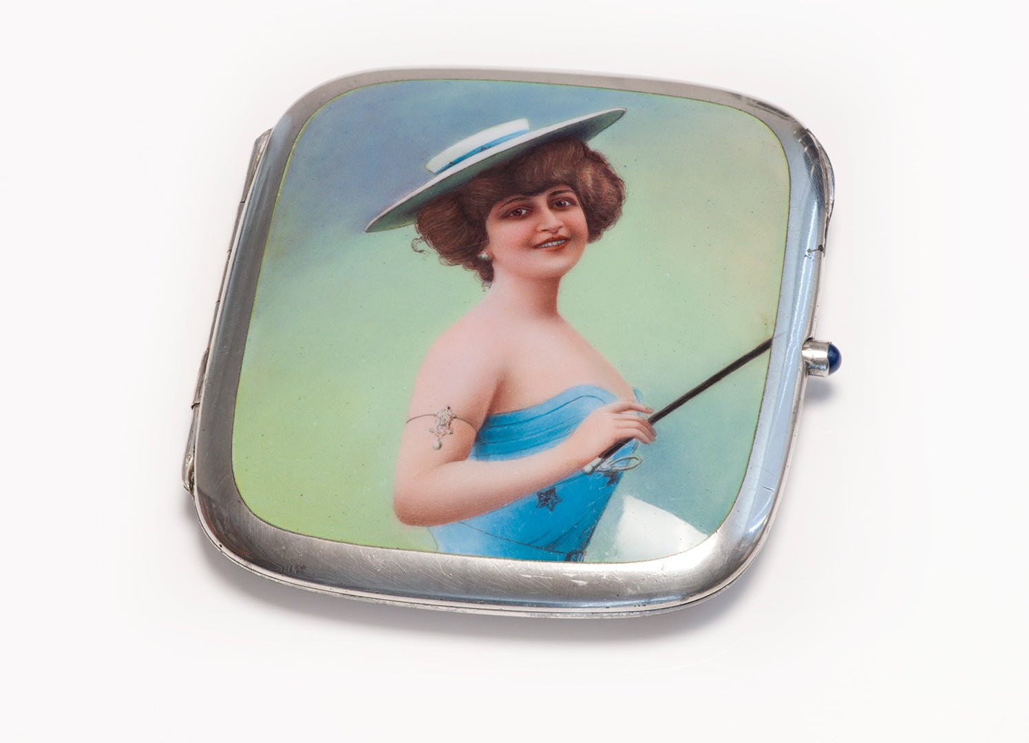 Antique Louis Kuppenheim Enamel Lady Cigarette Case