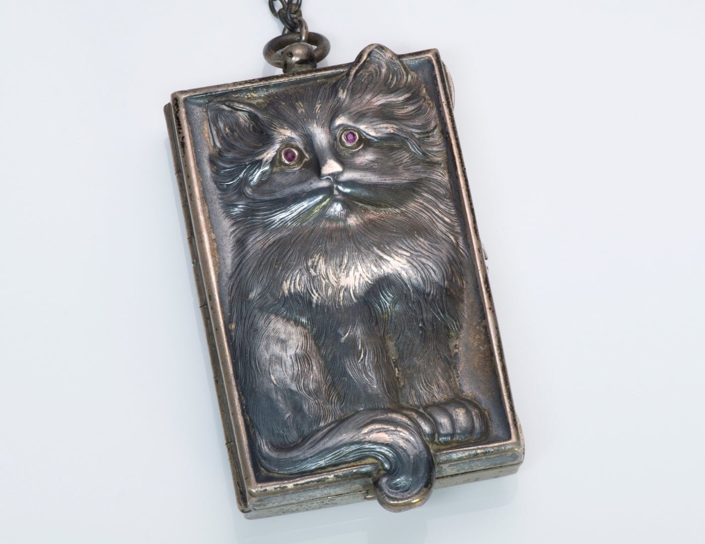 Antique Louis Kuppenheim Silver Cat Compact