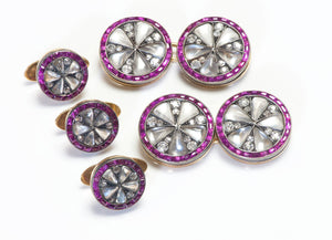 Antique Moonstone Diamond Cufflink Stud Set