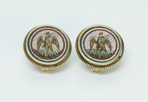 Antique Mosaic Eagle Yellow Gold Earrings