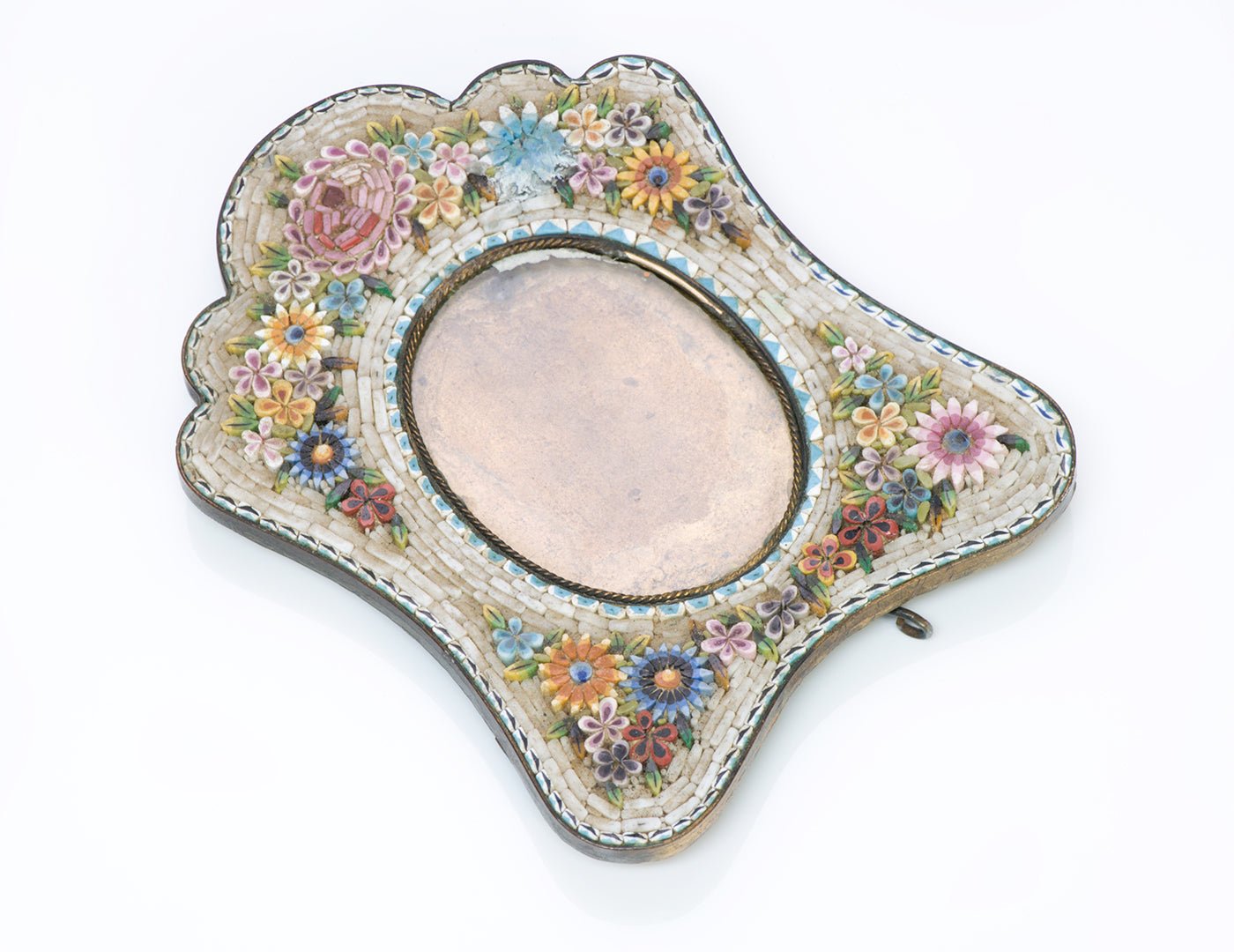 Antique Mosaic Floral Brass Picture Frame