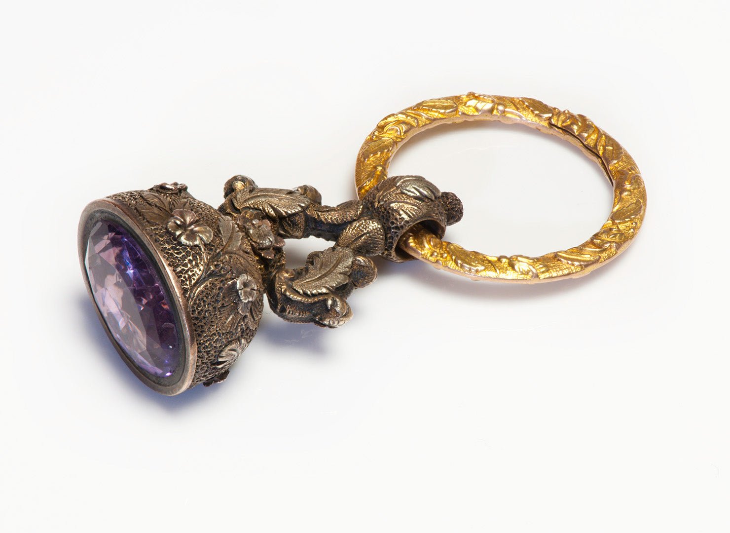 Antique Multi Colored Gold Amethyst Fob