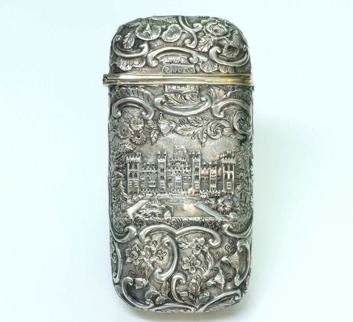 Antique Nathaniel Mills Silver Cigar Case-Box