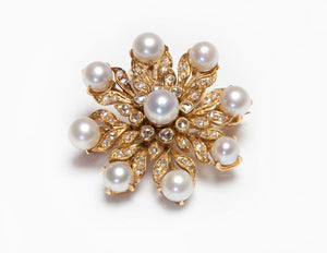 Antique Natural Pearl Diamond Pendant Brooch