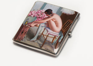 Antique Nude Enamel Case "R. M. Guillaume" Sweden