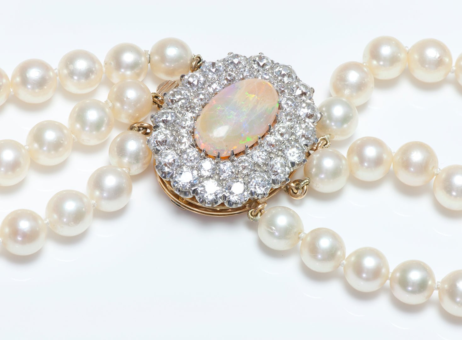 Antique Opal Diamond Pearl Necklace