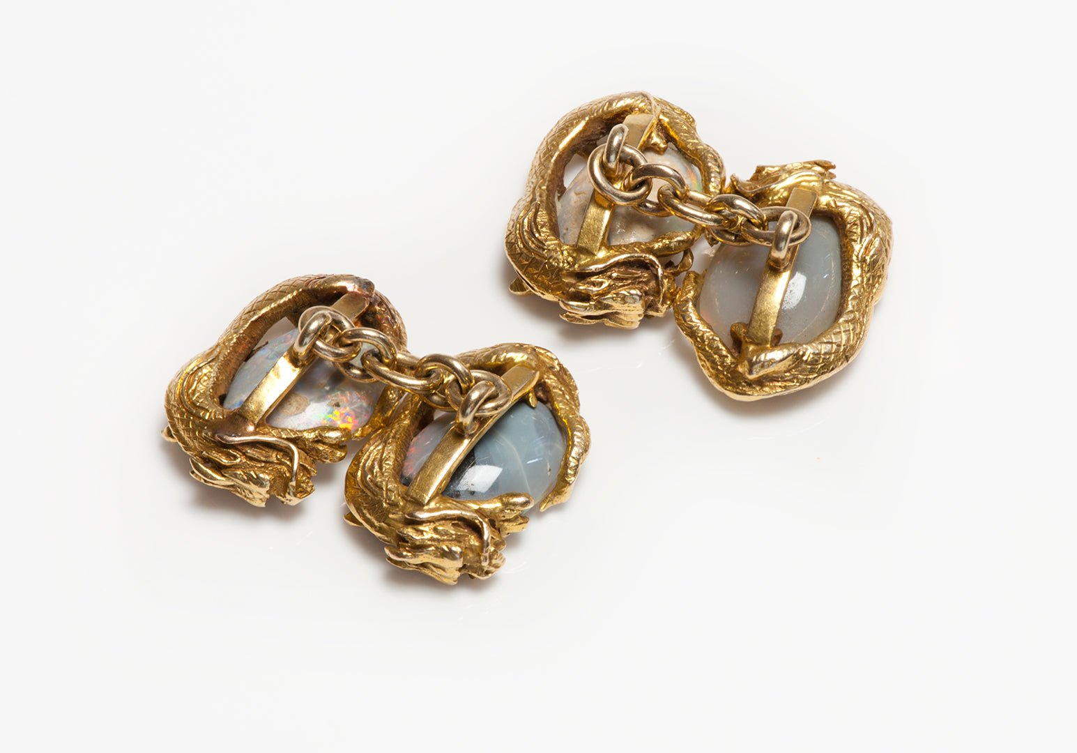 Antique Opal Gold Dragon Cufflinks - DSF Antique Jewelry