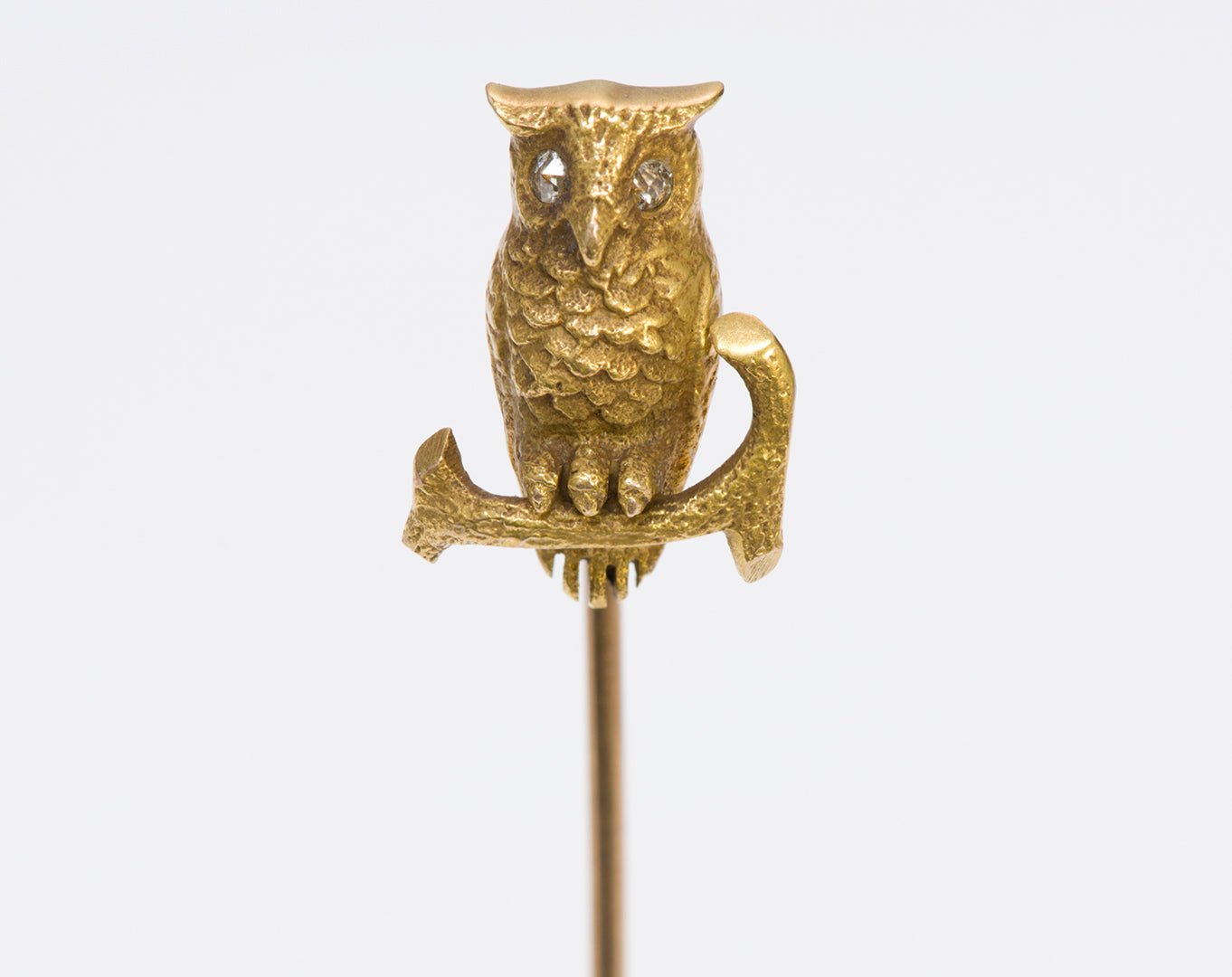 Antique Owl Gold & Diamond Stickpin
