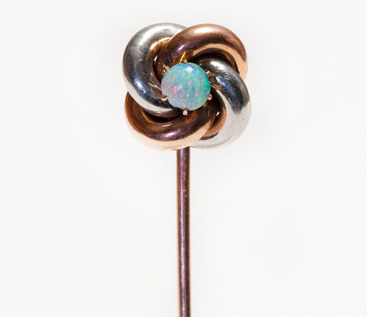 Antique Platinum Gold Opal Celtic Knot Stick Pin