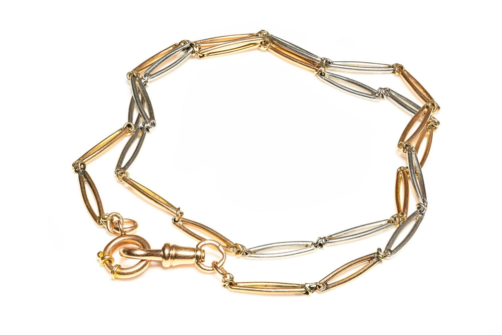 Antique Platinum Gold Watch Chain Necklace