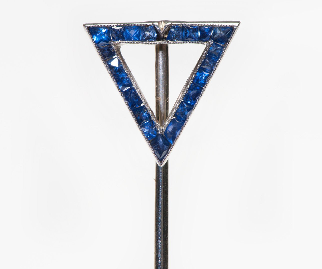 Antique Platinum Sapphire Triangle Stick Pin