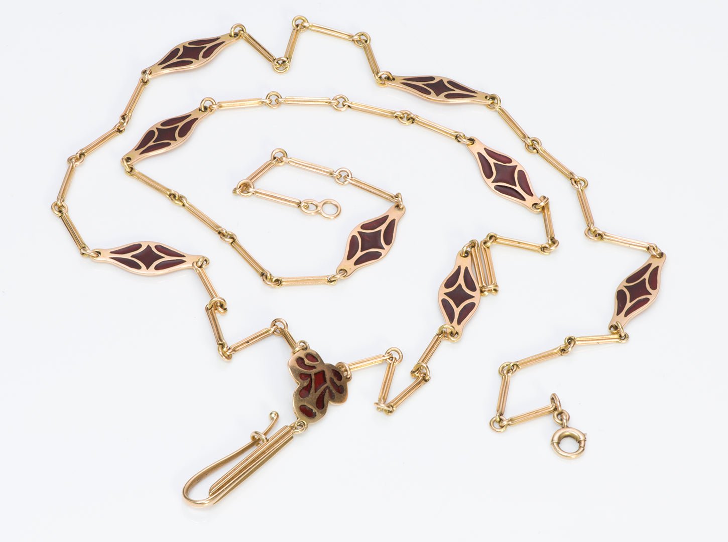 Antique Plique a Jour Gold Chain Necklace