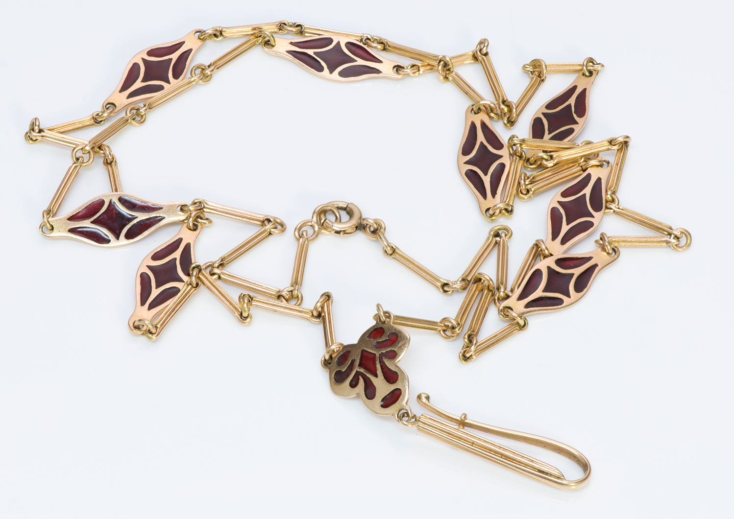 Antique Plique a Jour Gold Chain Necklace