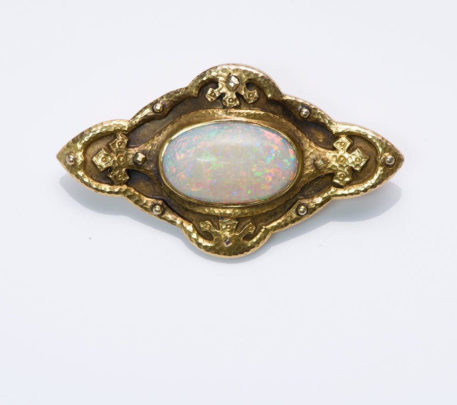 Antique R. W. Edwards Opal Gold Brooch - DSF Antique Jewelry