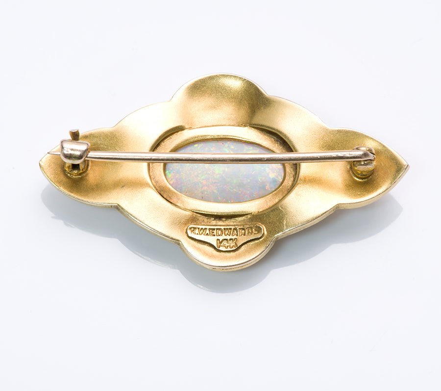 Antique R. W. Edwards Opal Gold Brooch