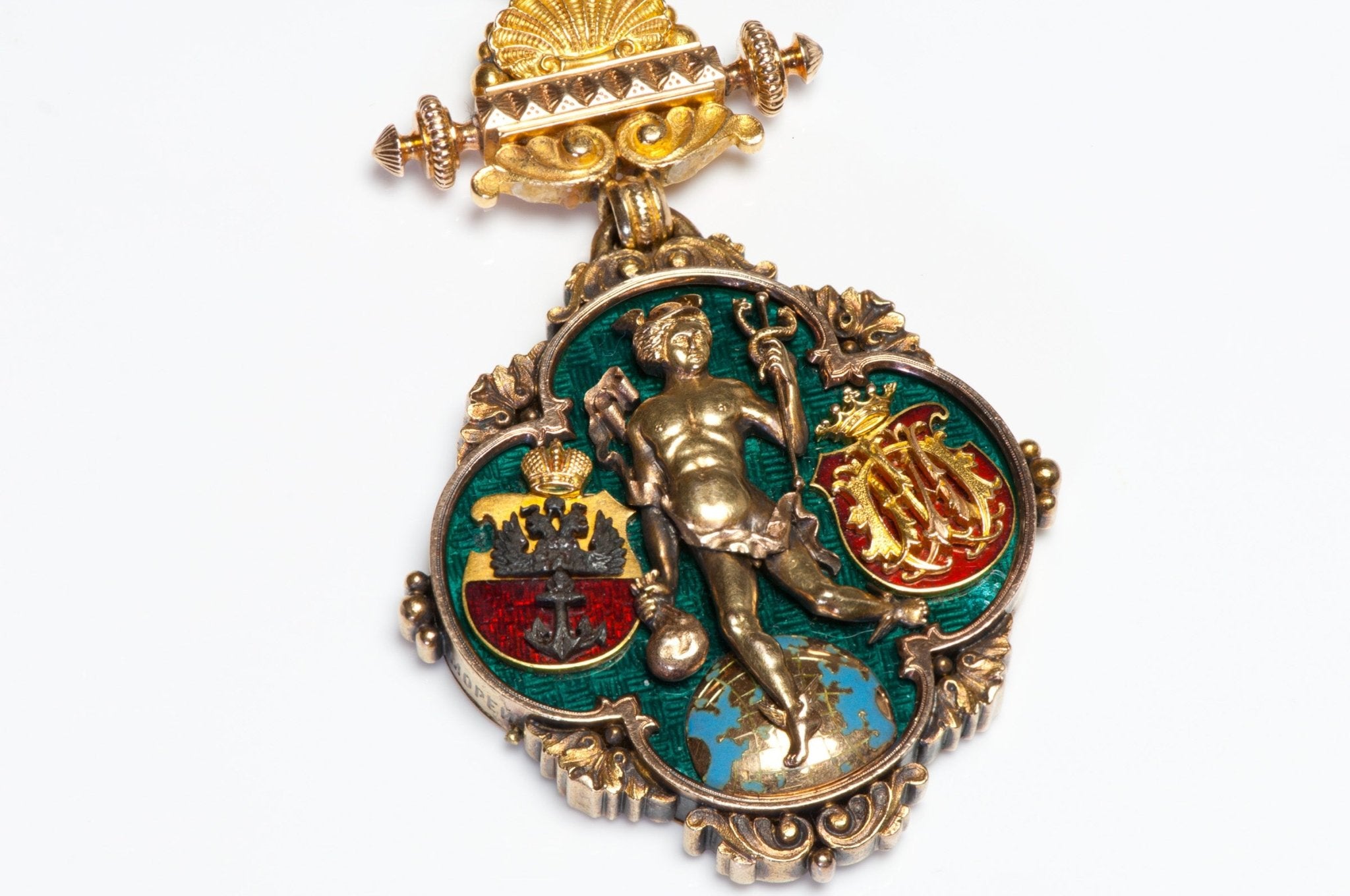 Antique Renaissance Revival Exceptional Gold Enamel Fob