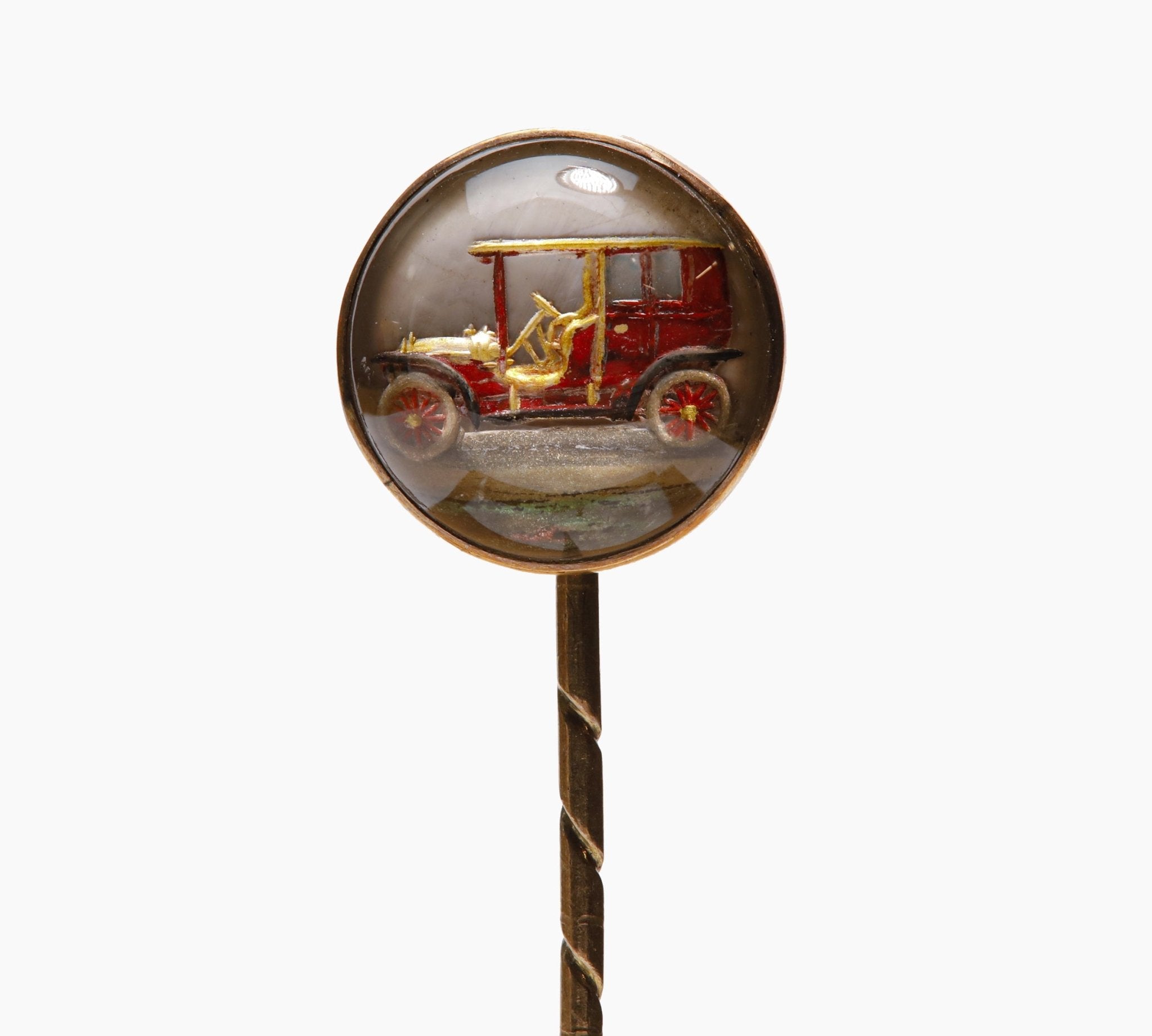 Antique Reverse Crystal Gold Car Stick Pin
