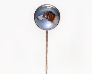 Antique Reverse Crystal Gold Dog Stick Pin