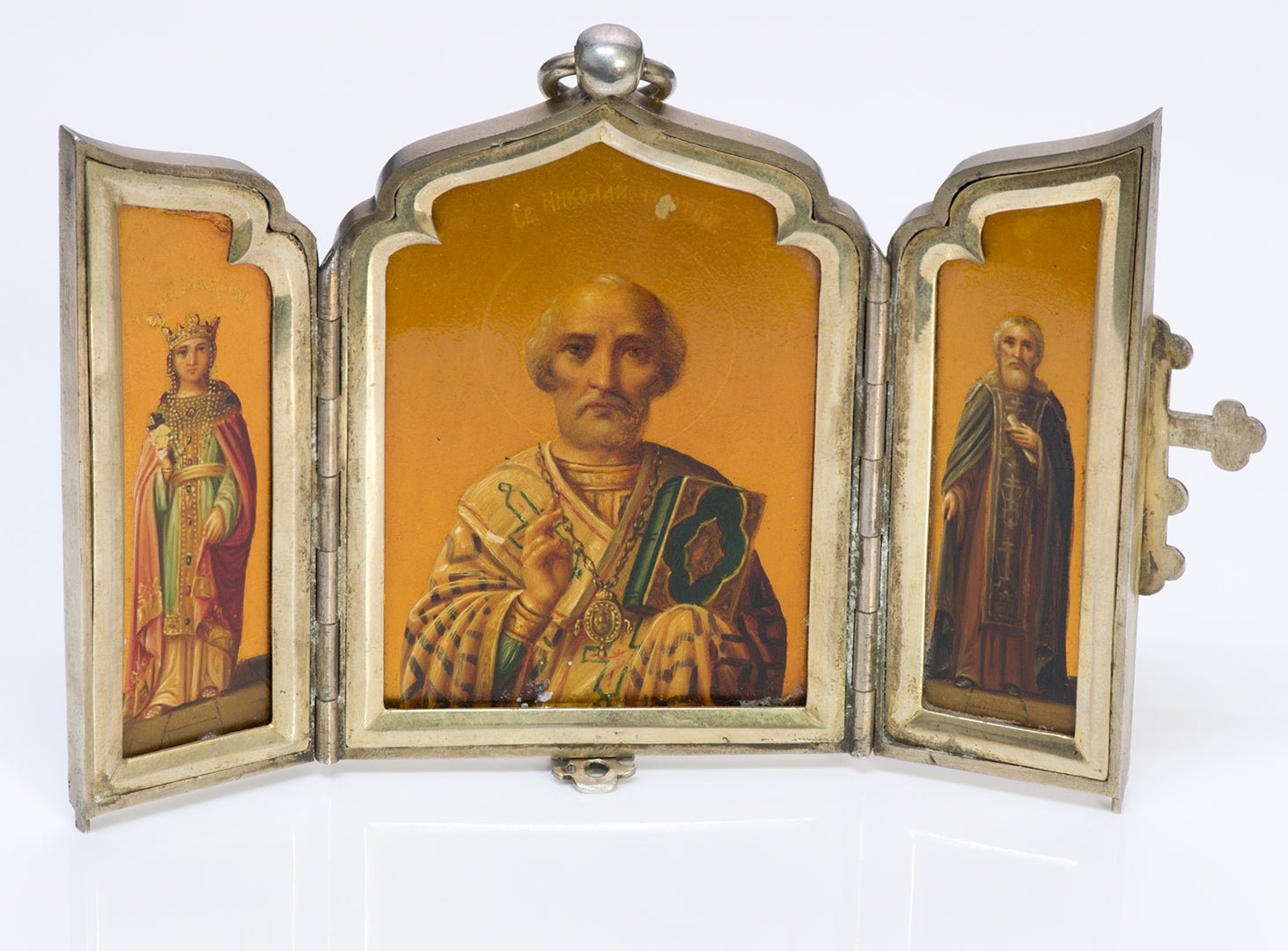 Antique Russian Miniature Silver Triptych