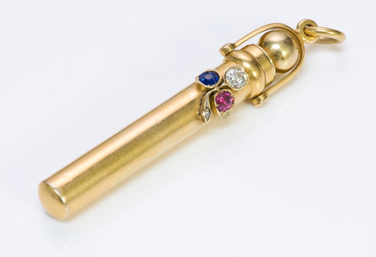 Antique Sampson Mordan & Co. Pencil.Gold Diamond Ruby Sapphire Telescopic Pencil - DSF Antique Jewelry
