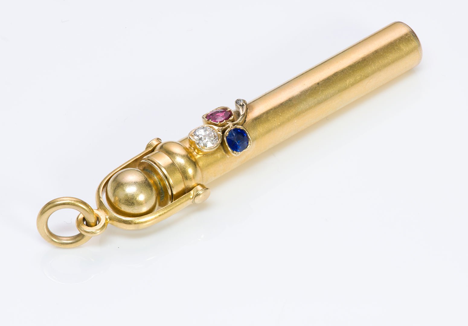 Antique Sampson Mordan & Co. Pencil.Gold Diamond Ruby Sapphire Telescopic Pencil - DSF Antique Jewelry