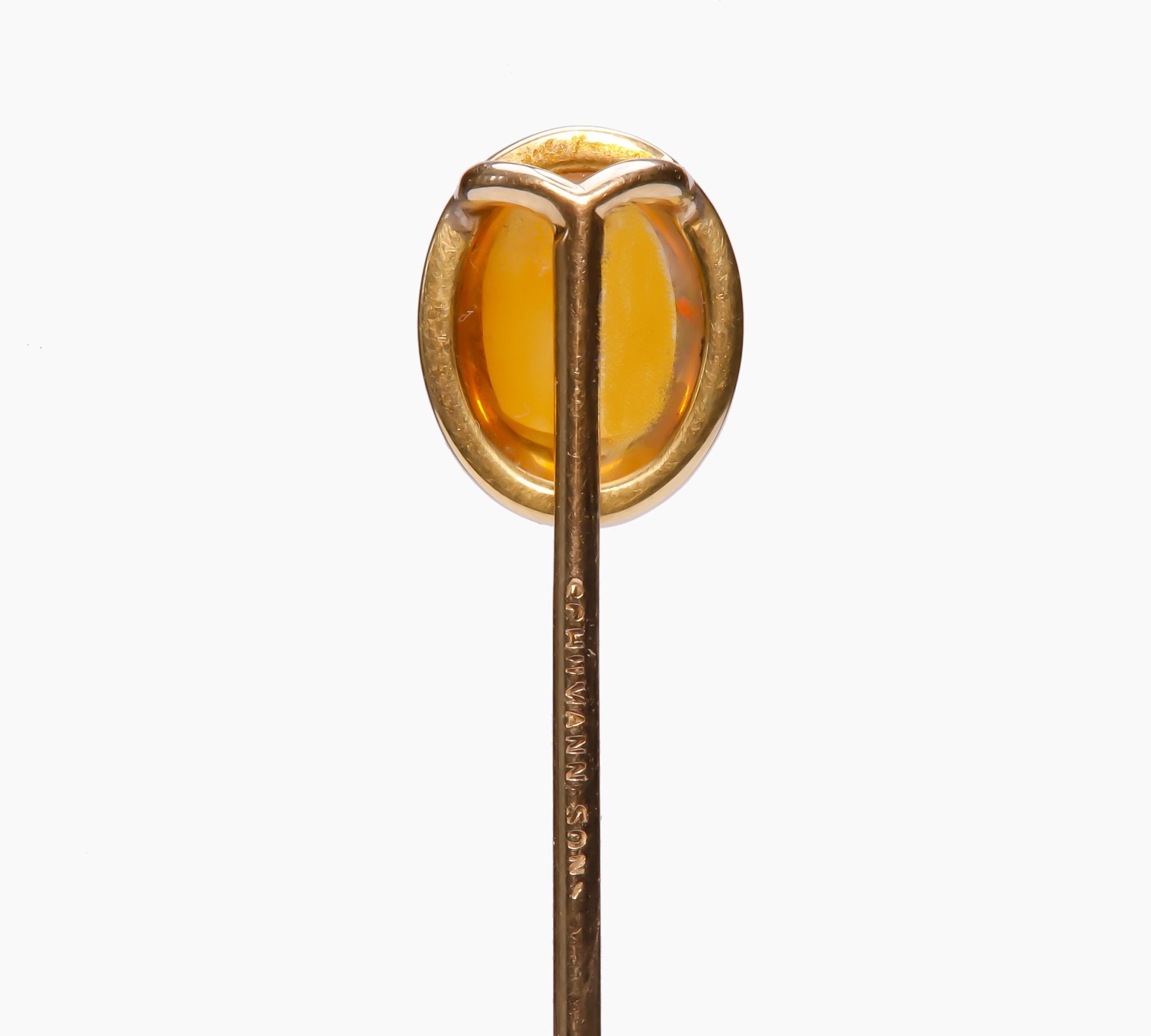Antique Schumann Sons Gold Fire Opal Stick Pin