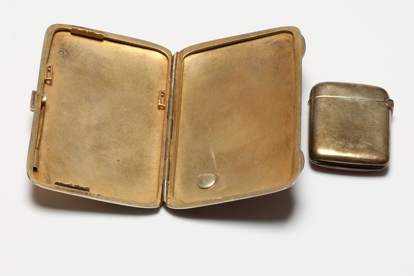 Antique Silver Enamel Carved Moonstone Box Vesta Case Match Safe