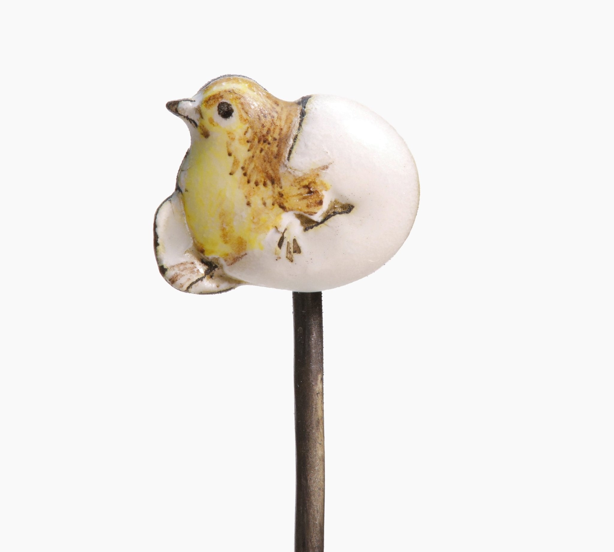 Antique Silver Enamel Hatching Chicken Stick Pin