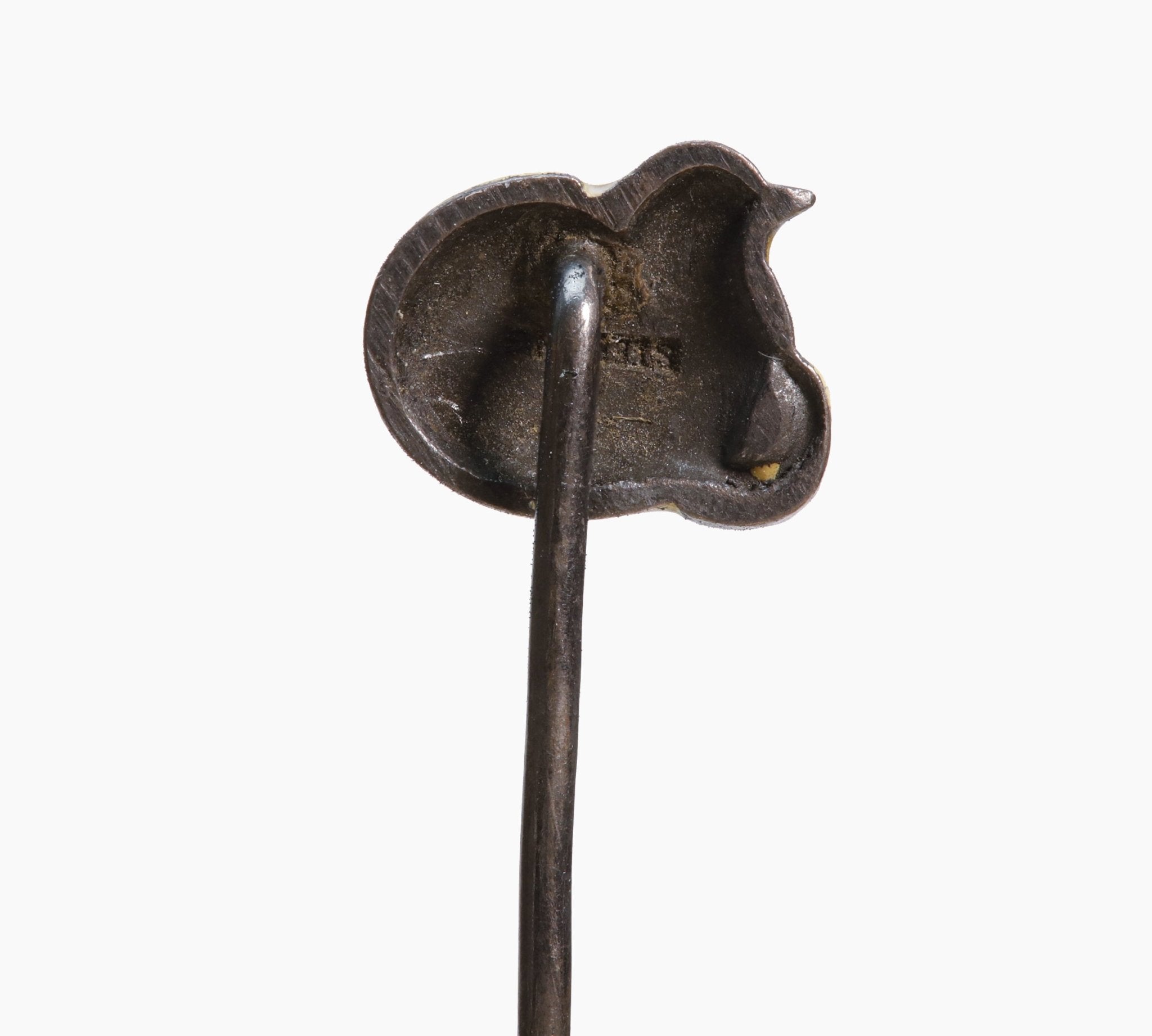 Antique Silver Enamel Hatching Chicken Stick Pin