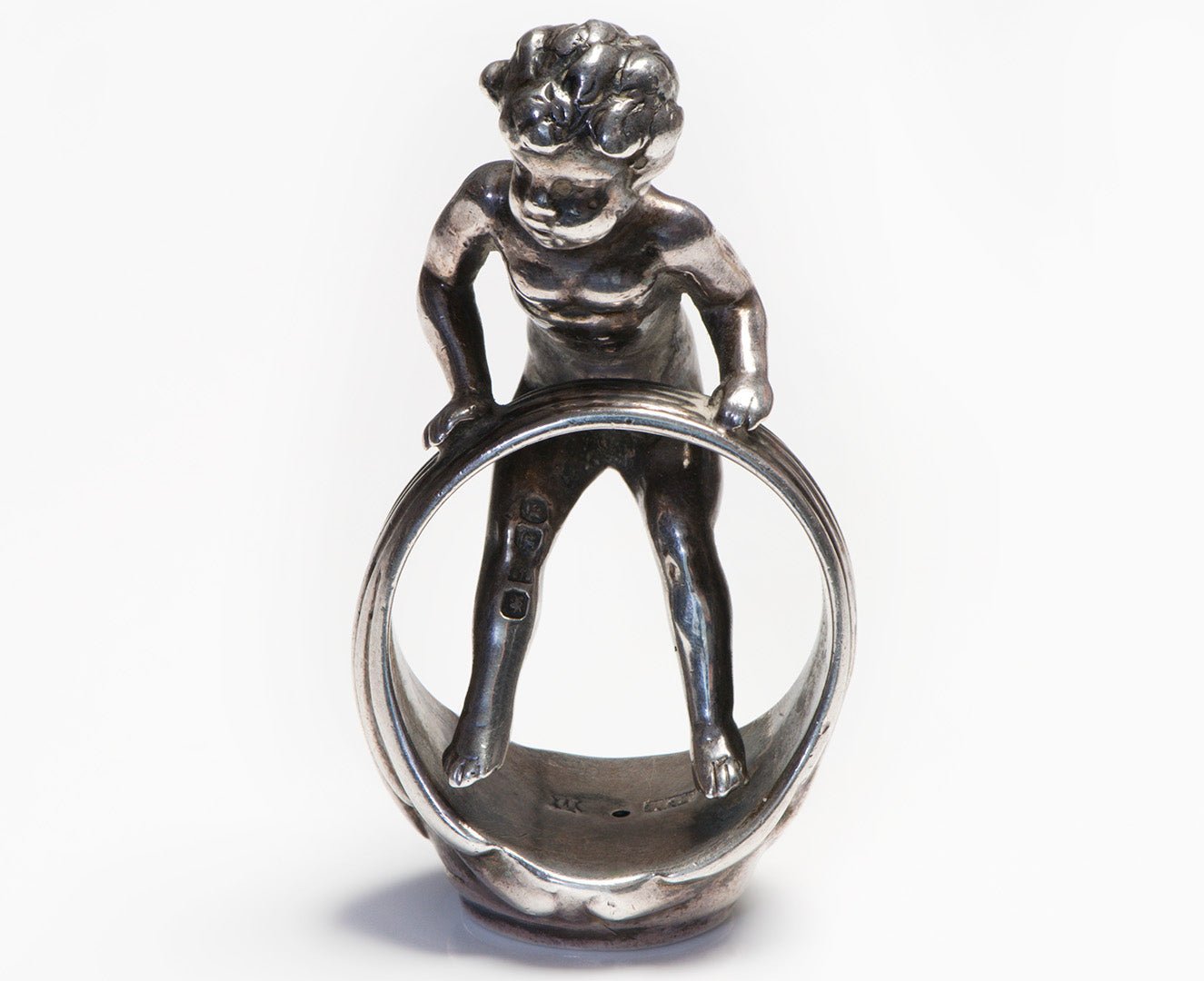 Antique Silver Figural Cherub and Signet Ring Seal