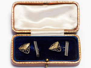 Antique Silver Gold Dragonfly Cufflinks