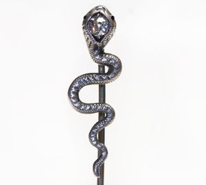 Antique Silver Gold Old Mine Cut Diamond Snake Stick Pin