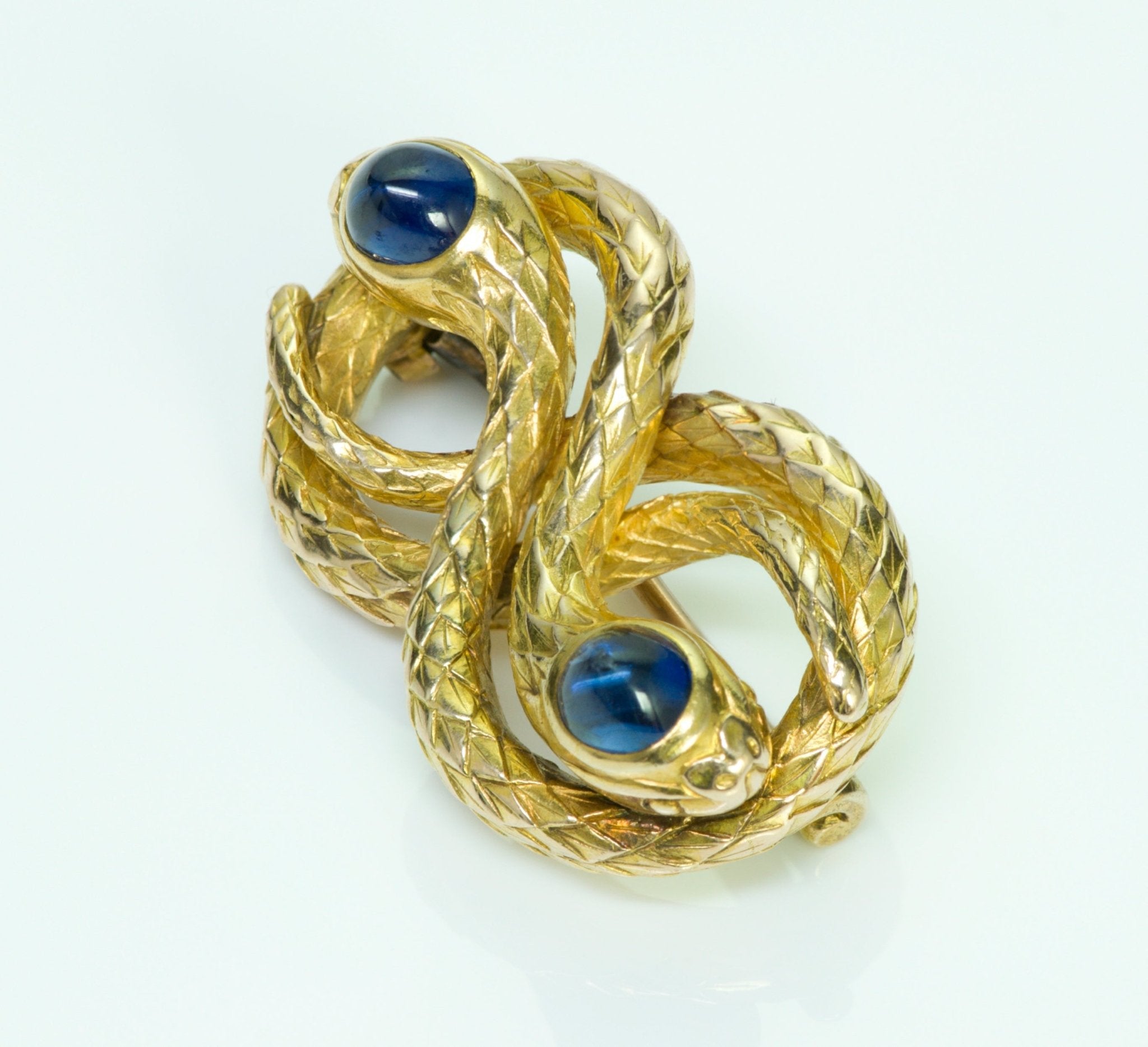 Antique Snake Gold & Cabochon Sapphire Pin/Brooch