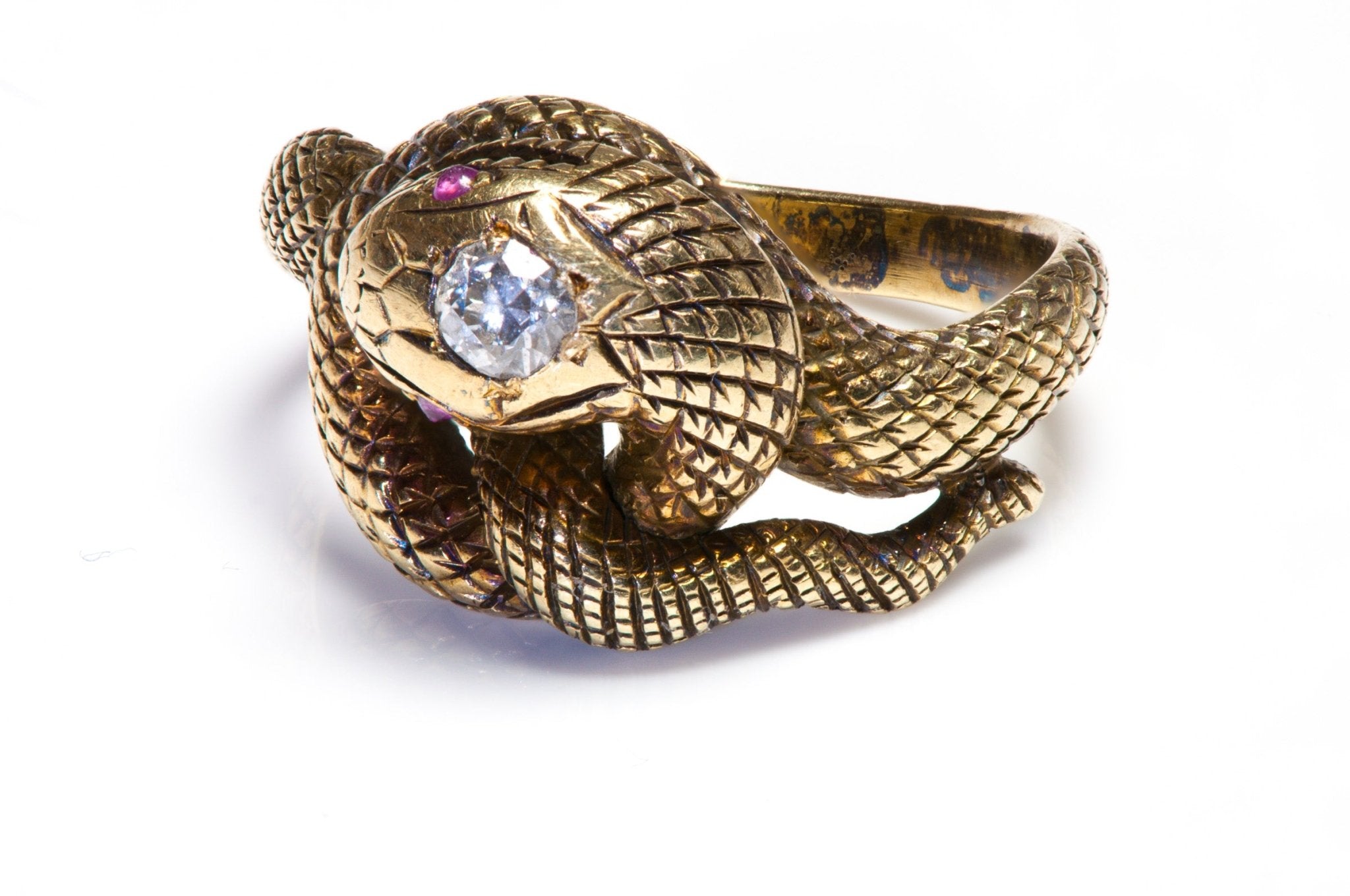 Antique Snake Gold Diamond Ring by Larter & Sons