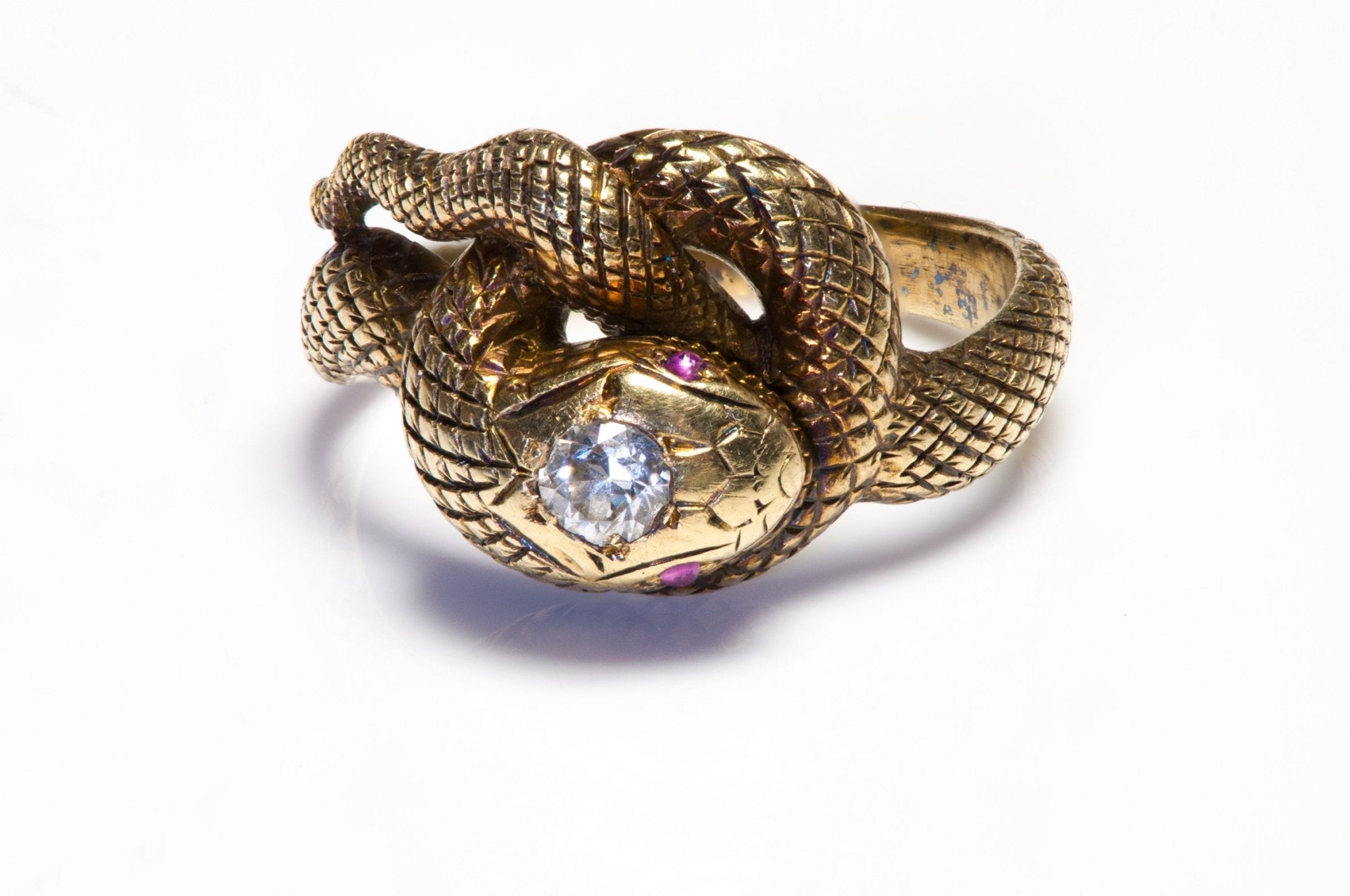 Antique Snake Gold Diamond Ring by Larter & Sons - DSF Antique Jewelry