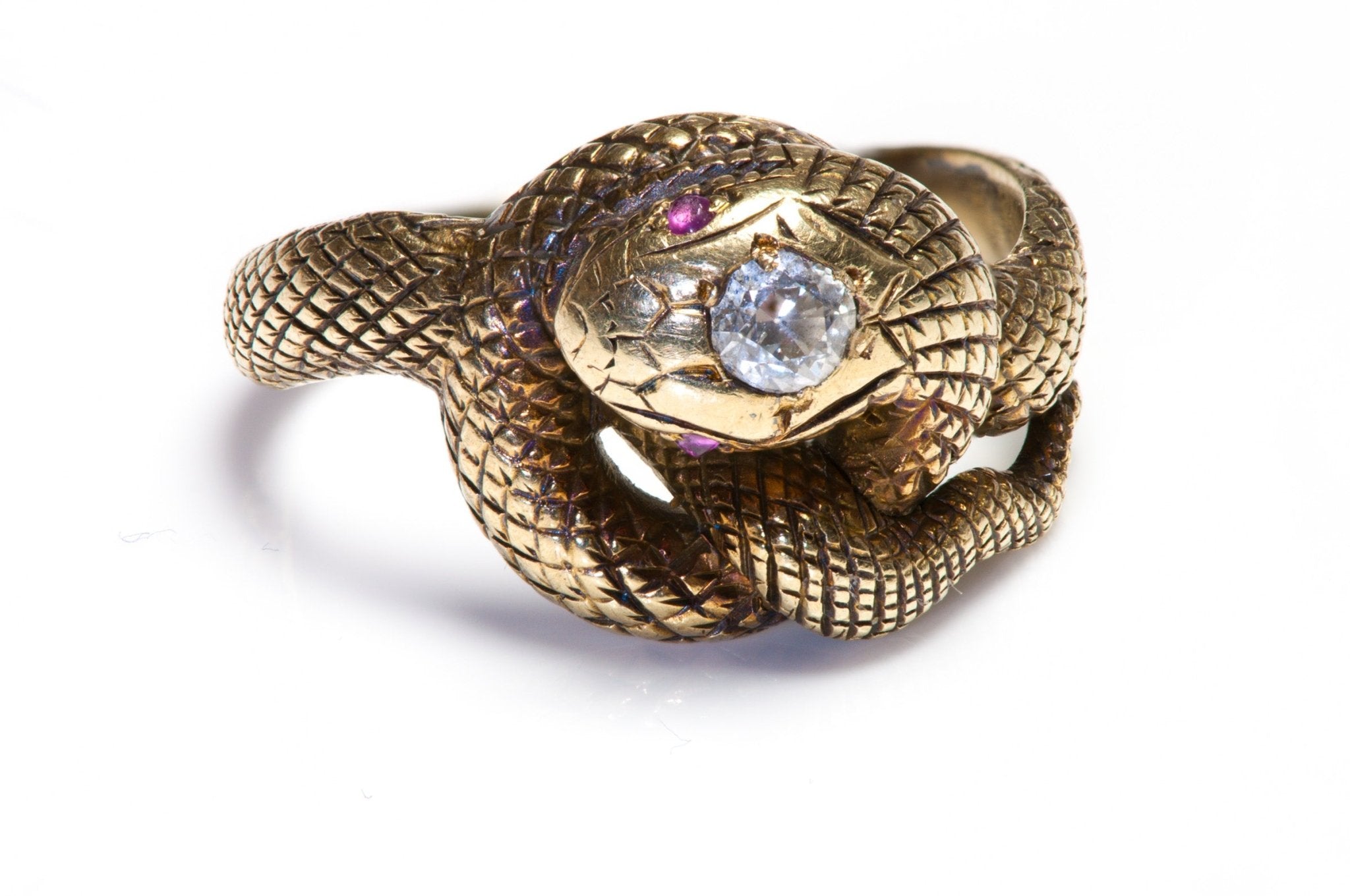 Antique Snake Gold Diamond Ring by Larter & Sons