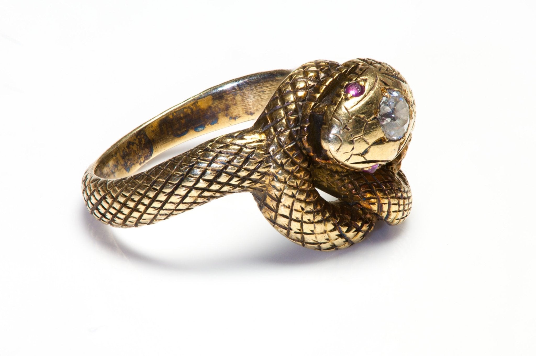 Antique Snake Gold Diamond Ring by Larter & Sons