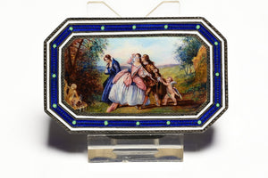 Antique Sterling Silver Enamel Snuff Box