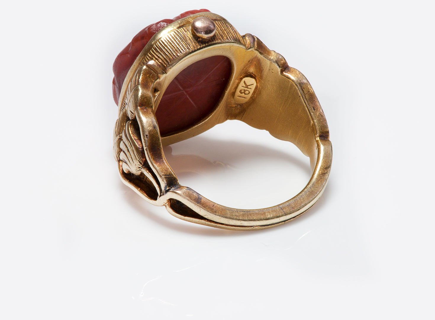 Antique Tiffany & Co. 18K Gold Carved Stone Scarab Ring by Gustav Manz