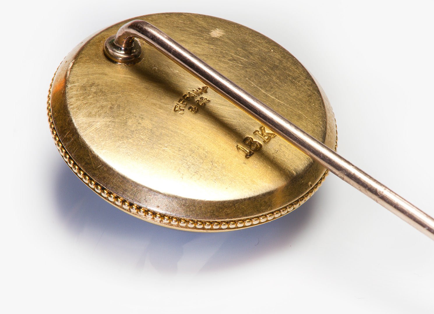 Antique Tiffany & Co. 18K Gold Reverse Crystal Horse Jockey Stick Pin