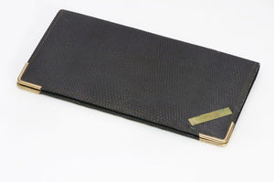 Antique Tiffany & Co Black Lizard 14K Gold Corners Long Bifold Wallet