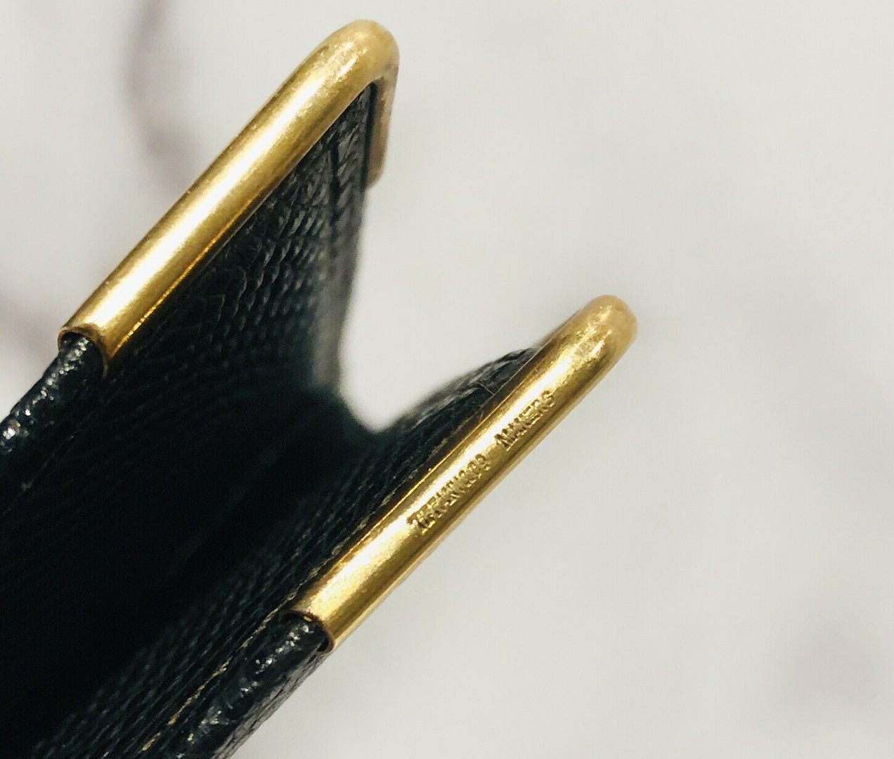 Antique Tiffany & Co Black Lizard 14K Gold Corners Long Bifold Wallet