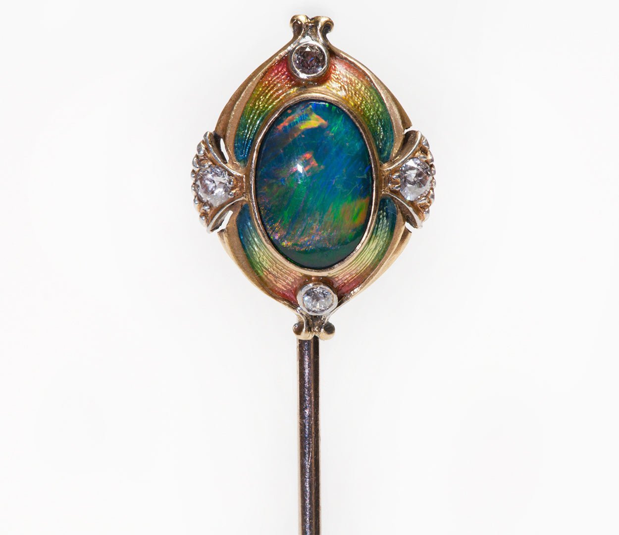 Antique Tiffany & Co. Black Opal Diamond Stick Pin