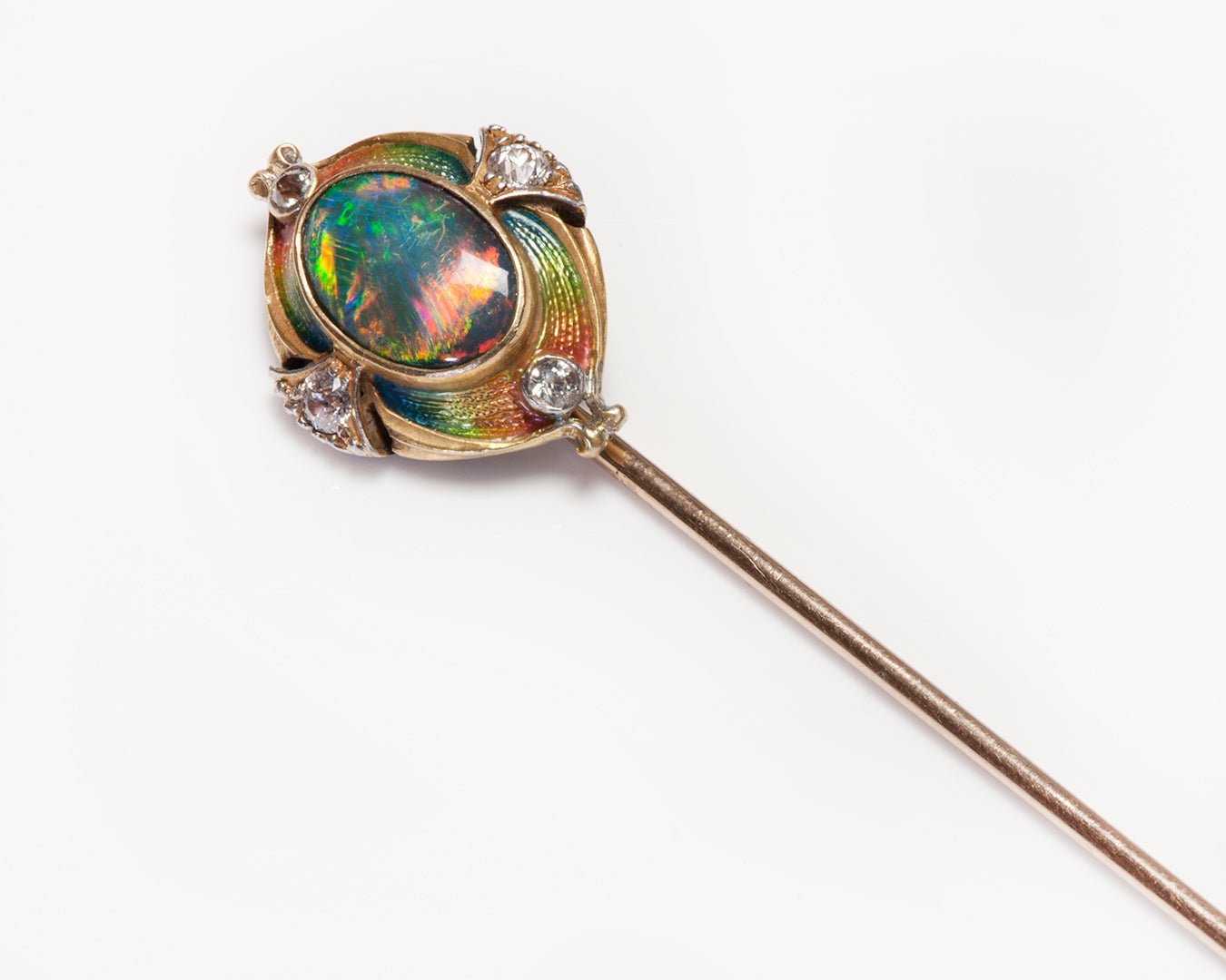Antique Tiffany & Co. Black Opal Diamond Stick Pin