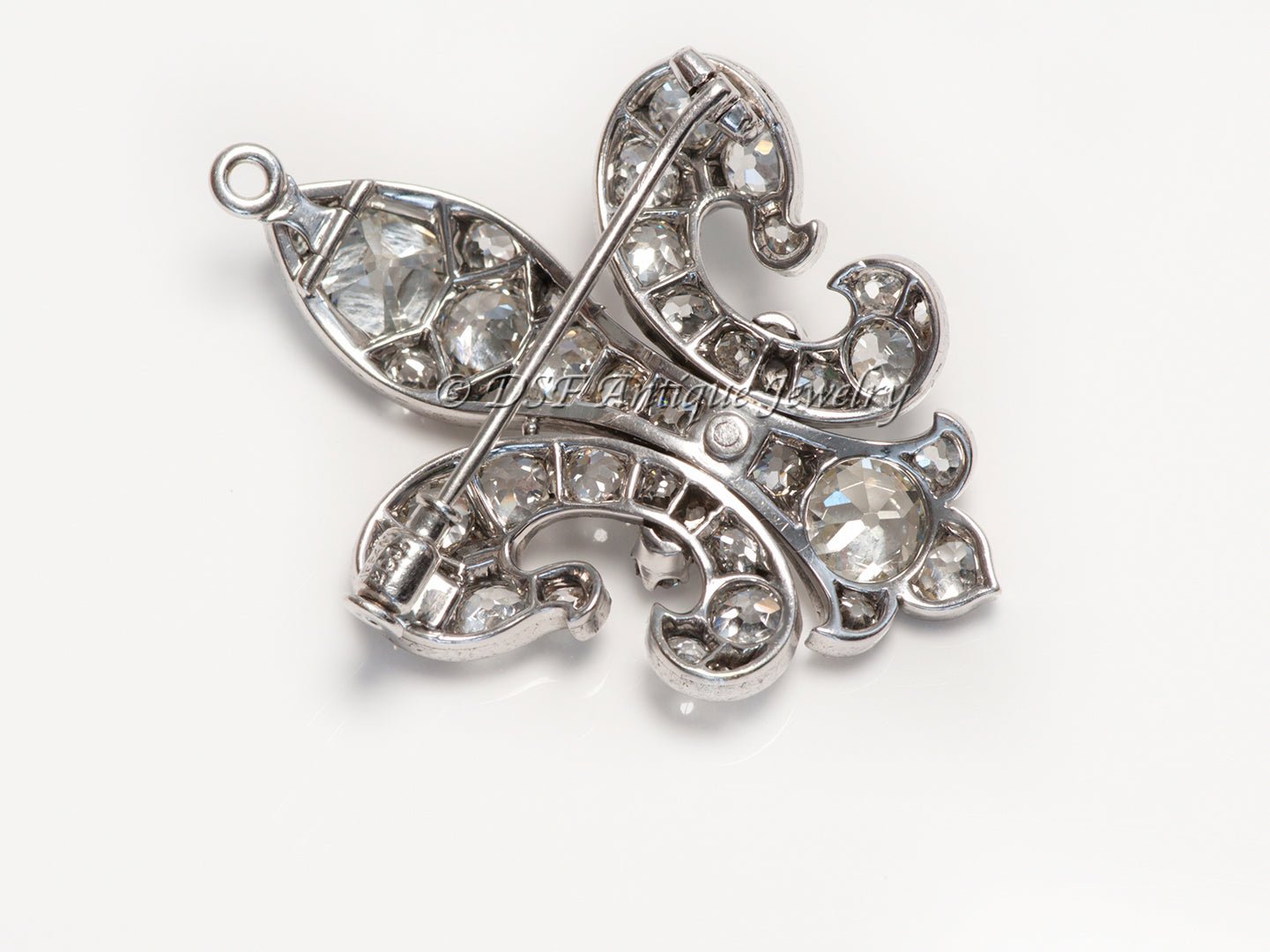 Antique Tiffany & Co. Diamond Fleur-de-Lis Pendant Brooch