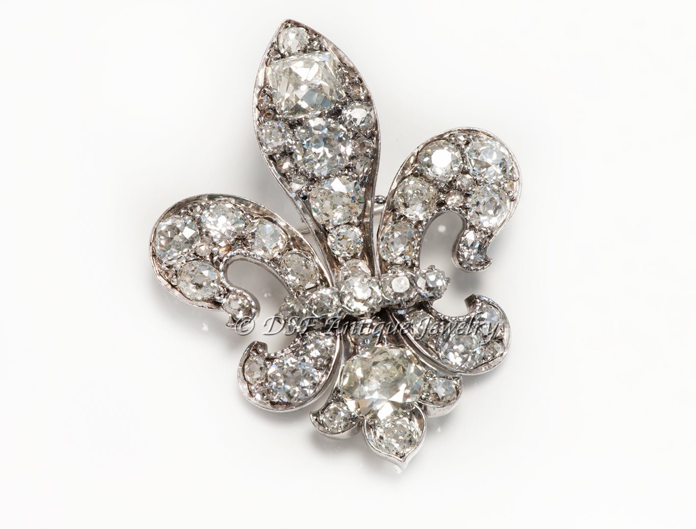 Antique Tiffany & Co. Diamond Fleur-de-Lis Pendant Brooch