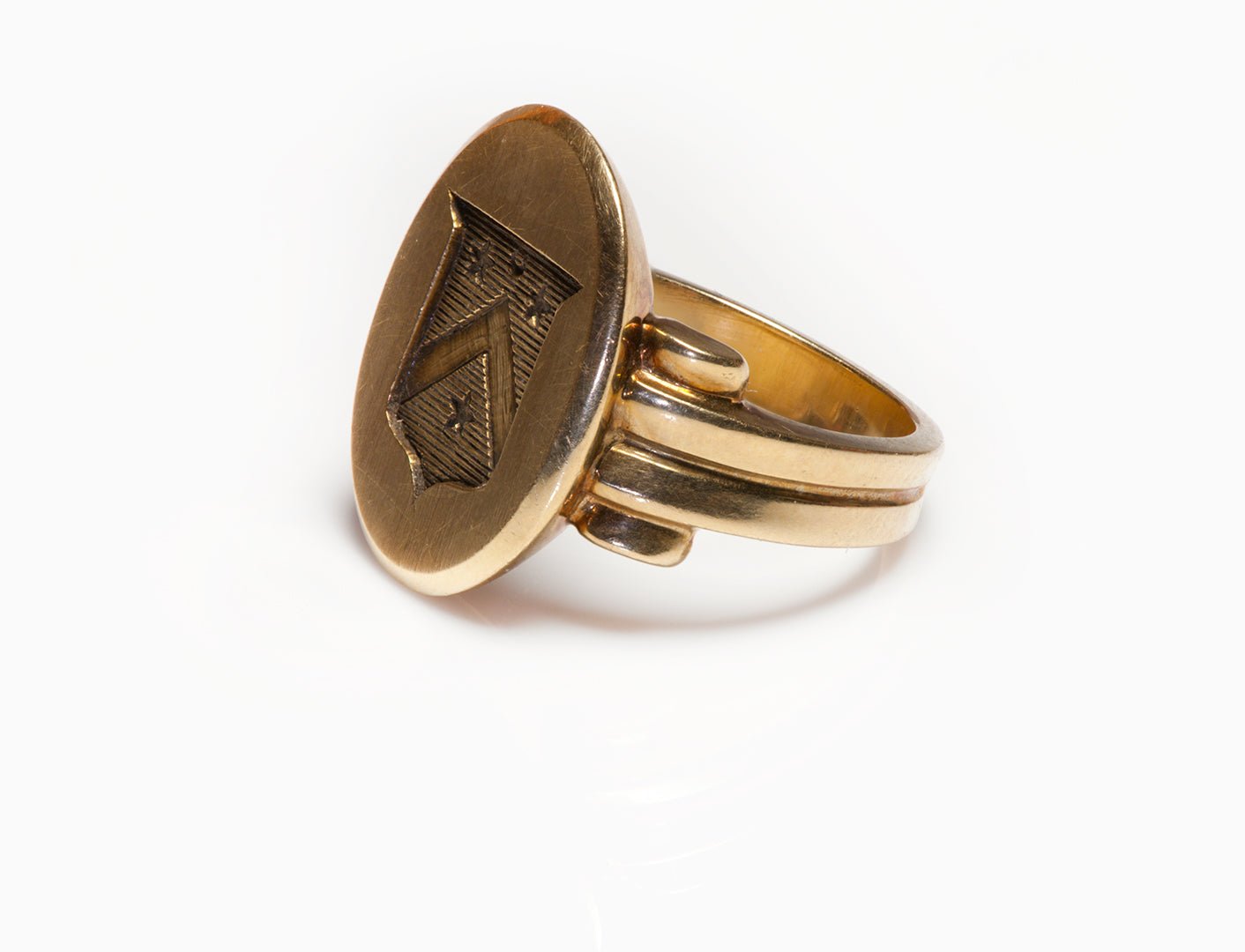 Antique Tiffany & Co. Gold Crest Men's Ring - DSF Antique Jewelry