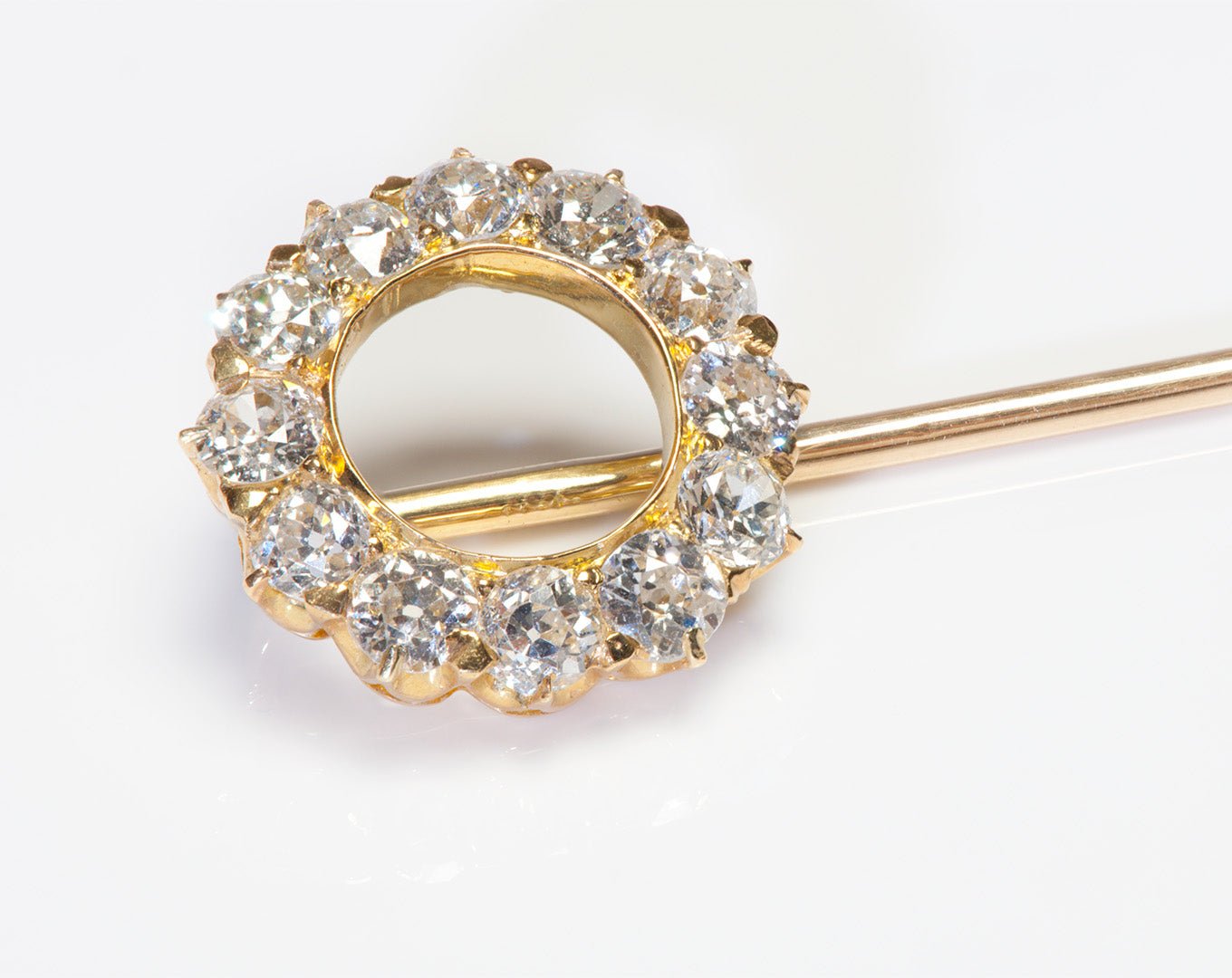 Antique Tiffany & Co. Gold Old Mine Cut Diamond Stick Pin