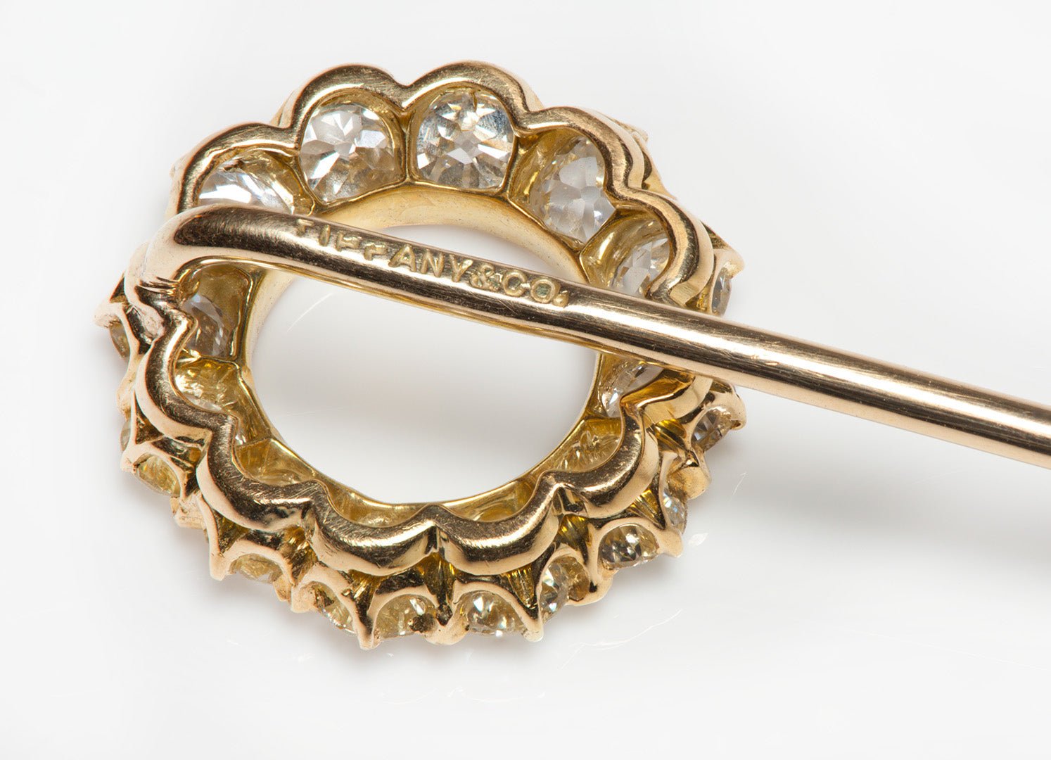 Antique Tiffany & Co. Gold Old Mine Cut Diamond Stick Pin