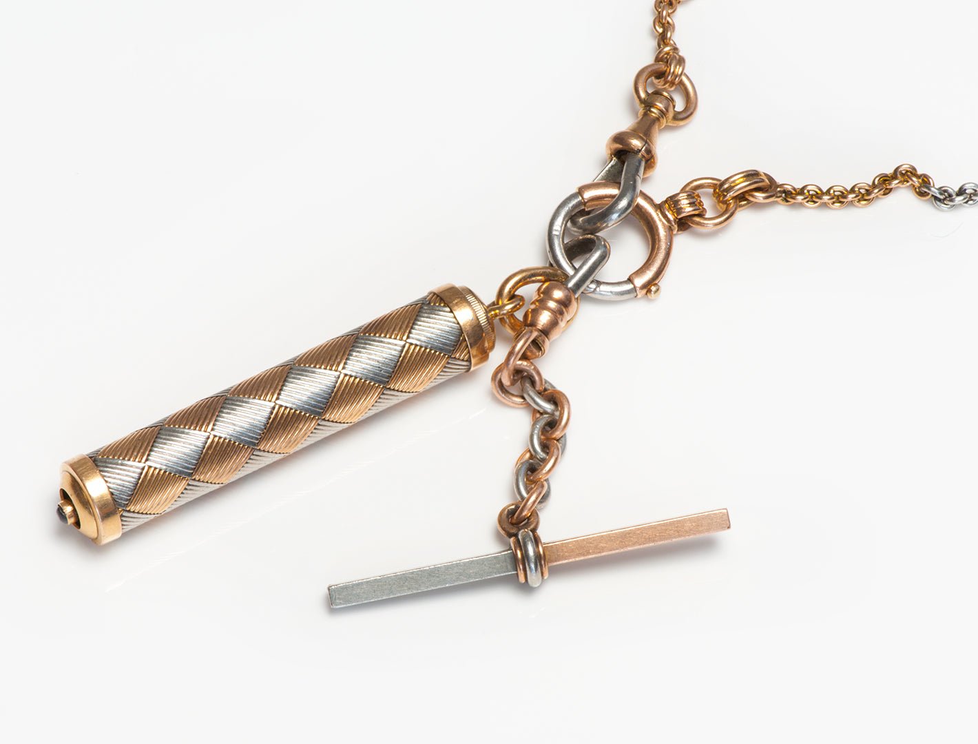 Antique Tiffany & Co. Platinum Gold Pencil Chain Pendant